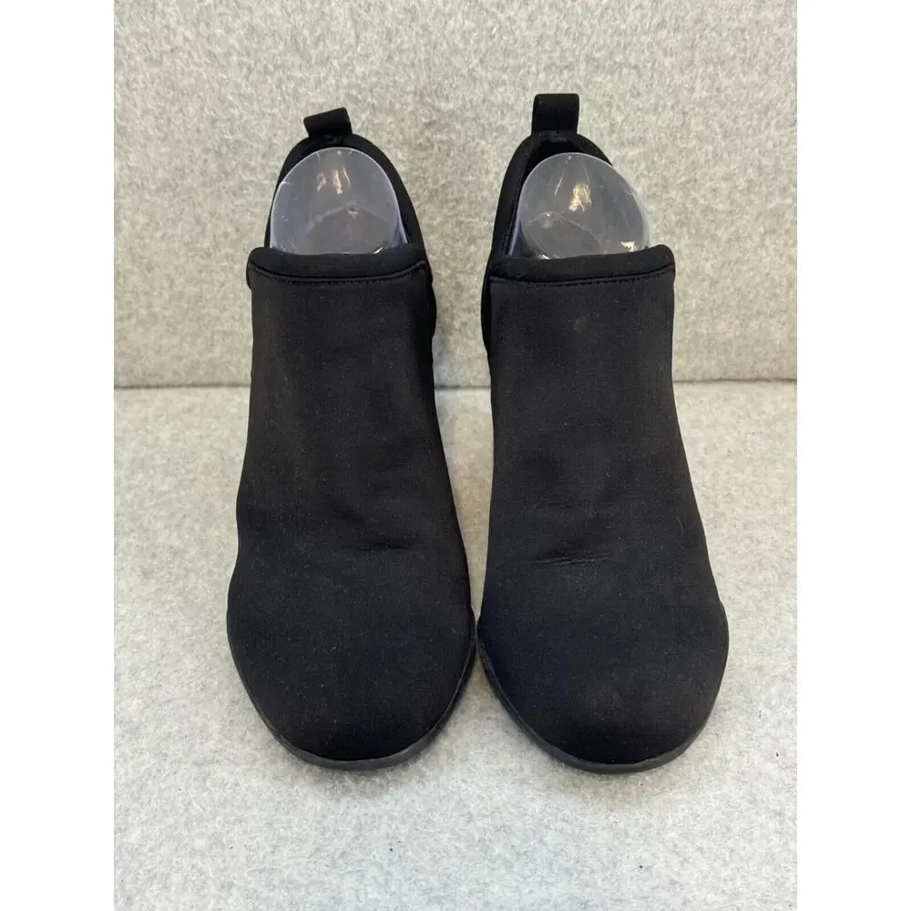 AK Anne Klein Sport Kerry - Black Round Toe PULL ON Ankle Bootie Heels - 10M